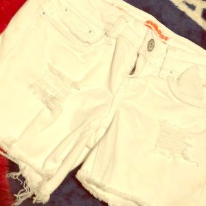Selling white ripped shorts 😅